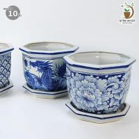 ราคา กระถางเซรามิค ทรง 8 เหลี่ยม ลายวาด (ไซซ์กว้าง 10 นิ้ว) (12454294188)