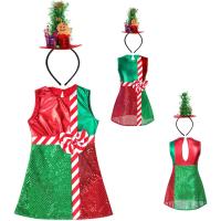 ราคา Fldy เด็กผู้หญิงลายบล็อกสีแขนกุด Leotard ชุดต้นไม้ Candy Canes กล่องแถบคาดศีรษะผม Hoop สําหรับคริสต์มาส Dress Up Party Stage Performance (40424332967)