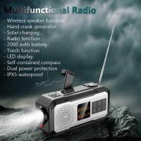 ราคา Power Portable Solar Hand Crank Radio AM/FM/WB/NOAA Bluetooth-compatible Speaker LED Flashlight for (28451440908)