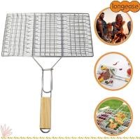 ราคา ยาว ตะกร้าย่างปลา, ตะแกรงย่างปลาสแตนเลสแบบพับได้, ตะกร้าย่างบาร์บีคิวแบบใช้ซ้ําได้กันสนิม อุปกรณ์ย่าง (41663077514)