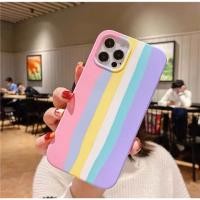 ราคา [ เคสสายรุ้งชมพู ] Case ip 12Pro งานกำมะหนี่ เคสนิ่มซิลิคอนสีรุ้งชมพู เคสกันกระแทก ไอ โฟน 12โปร (19976590607)