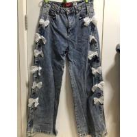 ราคา กางเกงยีนส์ แต่งโบว์ แบรนด์ back-up denim size: XL ขากระบอกใหญ่ เวลาใส่พับปลายขากางเกง คือเท่ปนหวานมากๆ (23303368512)