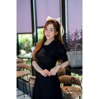 ราคา เดรสลูกไม้ดำยาว แขนแต่งระบาย งานป้ายlove lady (7265722686)