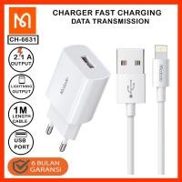 ราคา Mcdodo Travel Adapter เครื่องชาร์จ USB + Lightning Cable สายเคเบิลข้อมูล iPhone CH-6631 (44005767361)