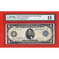ราคา Five Dollars Federal Reserve Note 1914 - PMG 15 Choice Fine #Large Note (27423431557)