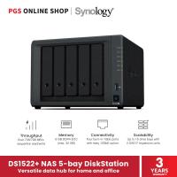 ราคา Synology DS1522+ NAS 5-bay DiskStation, AMD Ryzen R1600, 8GB DDR4 ECC SODIMM, 2 x M.2 NVMe SSD, 4x1GbE Base T (20989360103)