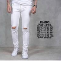 ราคา กางเกงยีนส์ขาเดฟสีขาวชายขาดเข่าขาเดฟขาเดฟผู้ชายทรงสกินนี่ (41822003810)