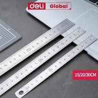 ราคา Deli ไม้บรรทัดสแตนเลส 15/20/30 ซม. นิ้วเครื่องชั่งเมตริกทนทานสําหรับใช้ในสํานักงานโรงเรียน (26130345559)