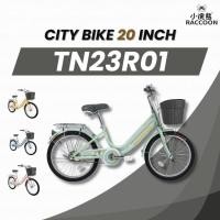 ราคา RACCOON TN23R01 จักรยานแม่บ้าน ขนาดล้อ 20 นิ้ว มีตะกร้าหน้า พร้อมที่นั่งคนซ้อน by EM MOTOR (43006995375)