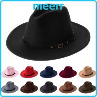 ราคา MEERR Felt Fedora หมวกวินเทจปีกกว้างสไตล์คาวบอยสำหรับฤดูใบไม้ร่วงและฤดูหนาว (42719283824)