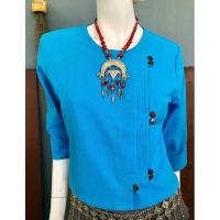 ราคา เสื้ออองซานเสื้อผ้าฝ้ายพื้นเมืองกระดุมกะลาใส่ออกงานใส่ทำงาน (21673080356)