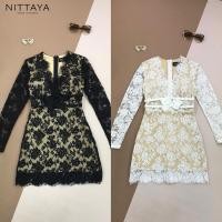 ราคา [NITTAYA] D2684 ชุดเดรสกระโปรงคอวีแขนยาวซีทรูลูกไม้ลายดอกไม้ดีเทลแต่งโบว์สวยหรูดูแพงลุคคุณสุด ใส่เที่ยว ออกงาน ดินเนอร์ (29630997181)