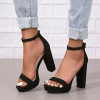 ราคา ส้นสูง รองเท้าส้นสูงผู้หญิงแบบเปิดนิ้วเท้าเซ็กซี่ แพลตฟอร์ม สายรัดข้อเท้า ปิดส้น ส้นสูงสี่เหลี่ยม รอ (42758271695)