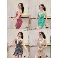 ราคา มินิเดรสไหมพรมรัดรูป เดรสไหมพรมคอปก เดรสคล้องคอ (16263863389)