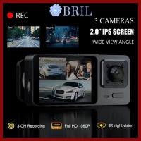 ราคา เครื่องบันทึกยานพาหนะ บริล 360° ดู 3 ช่องติดรถยนต์ DVR, การบันทึก HD IR Night Vision Car Dashcam บันทึกการขับขี่ (29842847726)