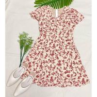 ราคา พร้อมส่งมินิเดรสลายดอกวินเทจแสนหวานแขนทรงทิวลิป (8216798487)