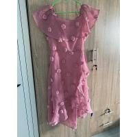 ราคา เดรสยาวลายลูกไม้สีชมพูมีซับในตรงเอวและไหล่ด้านหลังเป็นสม็อค (24072055274)