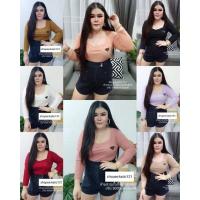 ราคา เสื้อแขนยาวคอสามเหลี่ยมแต่งปักอก ผ้าคอตตอนลร่อง อก36-44 ยาว23 (6192935680)