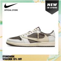 ราคา ♞ Nike TRAVIS SCOTT x AIR JORDAN 1 LOW Trendy Retro Low Top ของใหม่ แท้รองเท้าผ้าใบสีขาวน้ำตาล GFD (43353593884)
