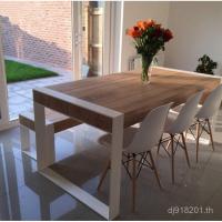 ราคา Retro Nordic Iron Art โต๊ะยาวศิลปะเหล็กโต๊ะรับประทานอาหารเก้าอี้โต๊ะรับประทานอาหารผสม Cafe ตารางไม้อเมริกันนมชา Shop E6PA (43822139795)