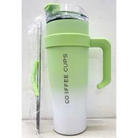 ราคา (ถ้วยสีเขียว LARGE 1200ml) ถ้วยอนามัยสแตนเลสคุณภาพสูงพร้อมที่จับพร้อมถ้วยกาแฟ STRAW (43305944009)