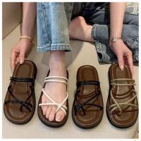 ราคา รองเท้าแตะส้นเตี้ยสตรีมีสายรัดบางและรองเท้าแตะแบบหนีบ เหมาะสําหรับไปเที่ยวทะเล สไตล์อินเทรนด์ [1 SIZE UP] Su Shoes (26980983258)