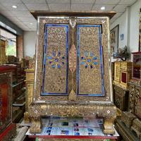 ราคา ตู้หัวเตียงไม้ ตู้หนังสือ ตู้เก็บของ สูง 50 x กว้าง 35 x ลึก 22 cm. ตู้ไม้แกะสลัก ทำสีทองเก่าโบราณ สไตล์ไทยล้านนา (26811407278)