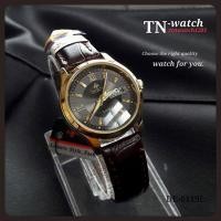 ราคา debor รุ่น DE-6119Lนาฬิกาสายหนังระบบควอทต์บอกวันที่ สีน้ำตาล (943963191)