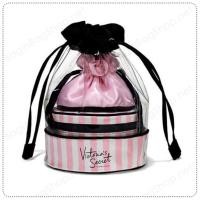 ราคา Victoria's Secret Travel Beauty Stripe Trio Iconic Pink White Jewerly Gift Bag (279569205)