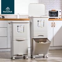 ราคา HomeHuk ถังขยะพลาสติก 2,3 ชั้น แบบมีฝาปิด มีล้อเลื่อน รุ่น Plastic Trash Can (7835658252)