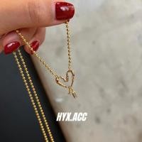 ราคา สร้อยคอผู้หญิงแสงหรูหราวินเทจสีแดงทับทิมสร้อยคอหัวใจกลวง (29535107911)