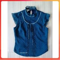 ราคา เสื้อแขนกุด แขนเต่อ สีเขียวฟ้าน้ำทะเล มีลูกไม้ คอระบาย ซิปข้าง สภาพดี (25113774978)