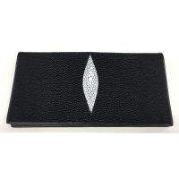 ราคา Huncroc กระเป๋าสตางค์หนังปลากระเบนแท้ 2พับยาว 1ตา สีดำ (1670522073)