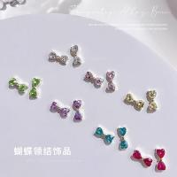 ราคา Escaping Princess Nails Jewelry Diamond Super Flash Flat Bottom Diamond Heart Bow Tie Fingertip Bow Tie Diamond Nail Decor (50800854953)