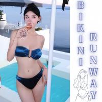 ราคา ชุดว่ายน้ำผู้หญิง ชุดว่ายน้ำเซ็กซี่ ชุดว่ายน้ำบิกินี่ ⚡ บิกินี่แบบเกาะอก มีบราฟองน้ำในตัว สายฝอ (27621219318)