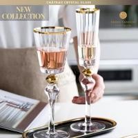 ราคา Dining Vaisselle แก้วไวน์ขอบทอง Chateau Crystal Wine glass 380ml - Champagne glass 220ml หรูหราสุดโรแมนติก (25128386437)