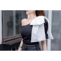 ราคา เสื้อไหล่เฉียง แต่งโบว์ (5133092534)