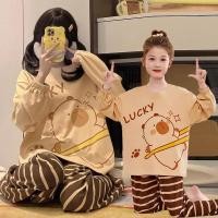 ราคา 亲子睡衣女纯棉长裙子卡通可爱卡皮巴拉เด็กสาว中大童秋套装ชุดนอนพ่อแม่และลูกสาวผ้าฝ้ายแขนยาวบางการ์ตูนน่ารัก (51001013626)