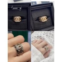ราคา ของแท้ CHANEL 22S ใหม่สีทองประกบ Rhinestone แหวนนิ้วมือ (22086678148)
