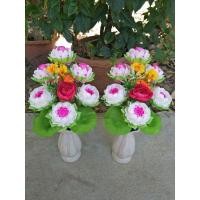 ราคา ช่อดอกบัว ดอกบัวริบบิ้น ดอกบัวประดิษฐ์ แจกันดอกบัว(ราคา/คู่) (11379734085)