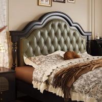 ราคา หนุนครั้งห้องนอนถุงเบาะนุ่มไม้เนื้อแข็งโบราณฝรั่งเศสรัฐบาลอเมริกันห้องโรงงานเตียงหนังเตียงคู่ย้อนยุค KVZH (40519731209)