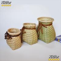 ราคา กีกี้ฟอร์ ตะกร้าหวายหวาย,ตะกร้าสานไม้ไผ่ทรงกลมอเนกประสงค์,งานฝีมือไม้ไผ่ตกแต่งน้ําหนักเบาที่ทําด้วยมือทอภาชนะเก็บของบ้านไร่ (29443471811)