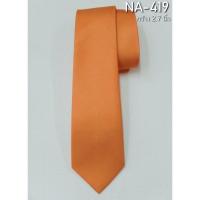 ราคา เนคไทผ้าไหมสีพื้น เนื้อเรียบ ขนาดกว้าง 2.7 นิ้ว สีส้มทอง รหัส NA-ST-NA-419 (41873106258)