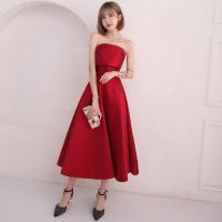 ราคา เดรสเกาะอกสีแดงไวน์ เดรสออกงานสีแดงไวน์ เดรสงานแต่งสีแดงไวน์ (1535124997)