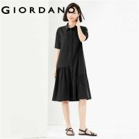 ราคา GIORDANO Women Anti-Wrinkle Asymmetrical Ruffle Shirt Short Sleeve Flap Pockets Fashion Casual Dresses 05464321 (25632785453)