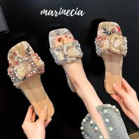 ราคา New รองเท้าส้นเตี้ย ออกงาน รองเท้าสวยๆ เพชรประดับมุข สินค้าพร้อมส่งในไทย (24520540173)