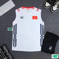 ราคา พิมพ์หมายเลขชื่อ - ชุดวอลเลย์บอล Mizuno แขนแขนกุดใน 5 สี - เสื้อวอลเลย์บอลทีมเวียดนาม 2025 ชุดกีฬาสามรูผ้างา (27883542723)