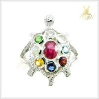 ราคา แหวนนพเก้าแท้ เงินแท้925 ชุบทองคำขาว ดีไซน์สุดเก๋รูปเต่า (5877805926)