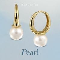ราคา Mizuchol ต่างหูเงินแท้ชุบทองคำแท้ ประดับไข่มุกแท้ Dreamy Cloud Huggie Earrings (25393796861)