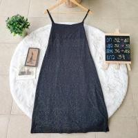 ราคา เดรสสายเดี่ยวยาว สีดำ ผ้ายืด (14202476294)